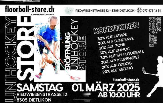 Eröffnung Unihockey-Store 1. März in Dietlikon